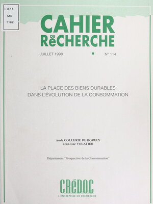 cover image of La place des biens durables dans l'évolution de la consommation